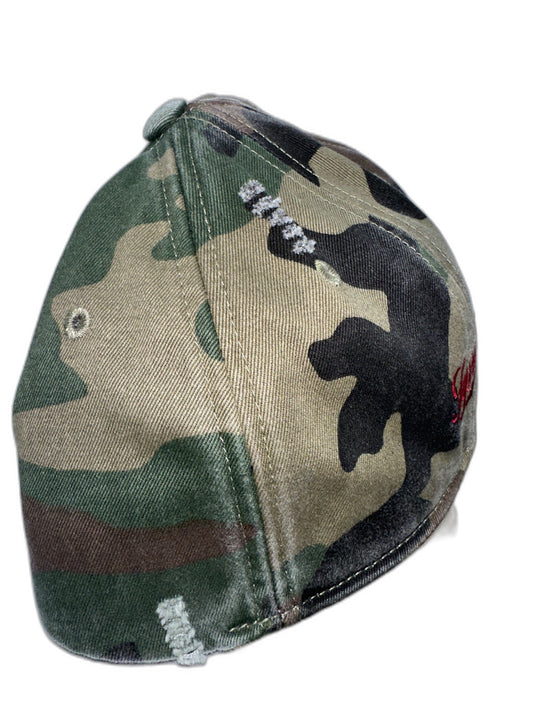 New Supreme Distressed Camo Script 6-Panel