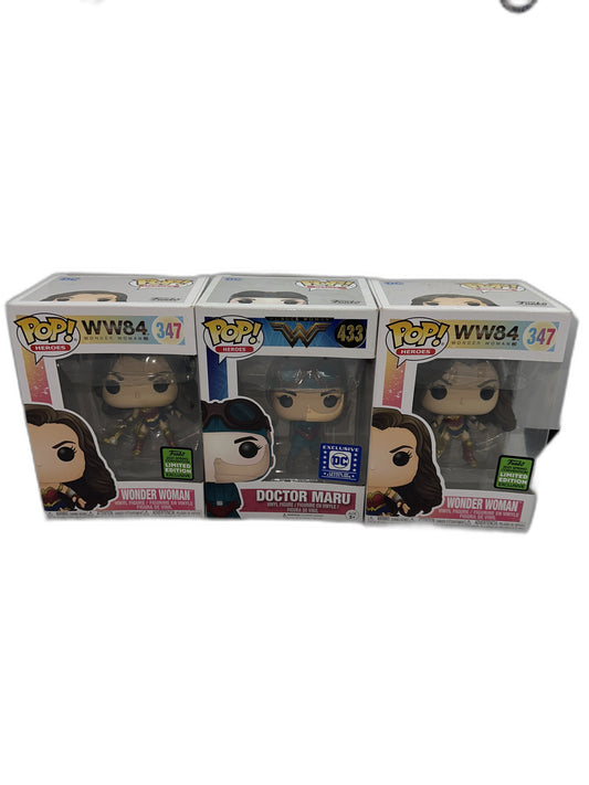 New Funko Pop Wonder Woman + Dr Maru Lot Of 3 Bundle #347 #433