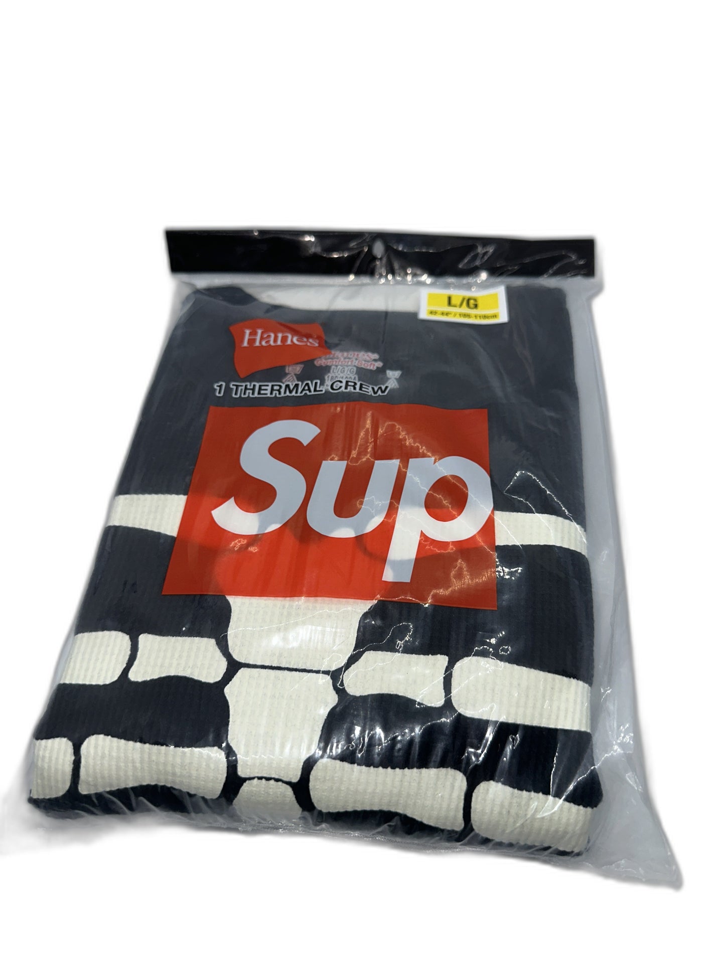 New Supreme Hanes® Bones Thermal Crew Black Size L Mens