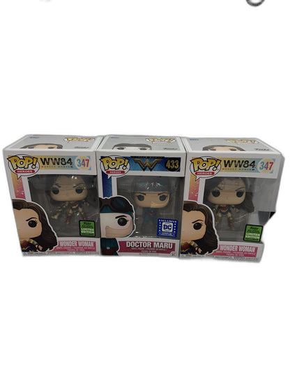 New Funko Pop Wonder Woman + Dr Maru Lot Of 3 Bundle #347 #433