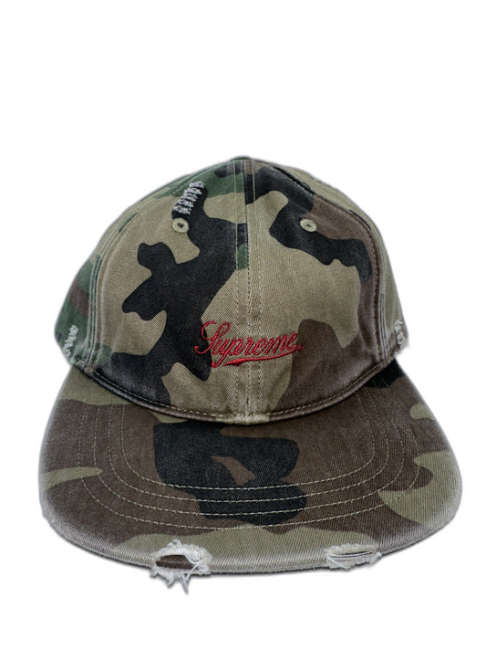 New Supreme Distressed Camo Script 6-Panel