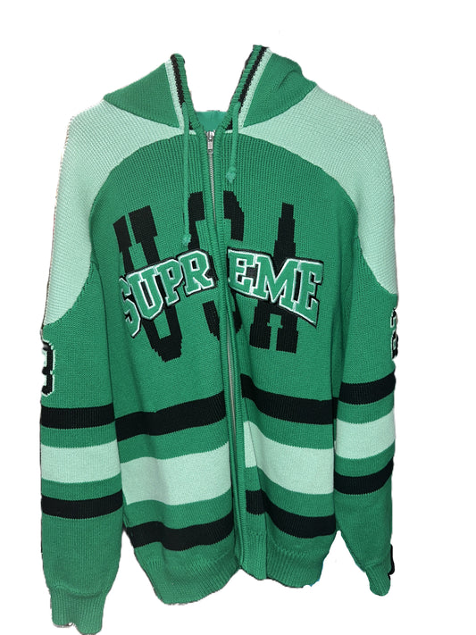 Supreme Green Usa Knitted Hoodie Size L Mens