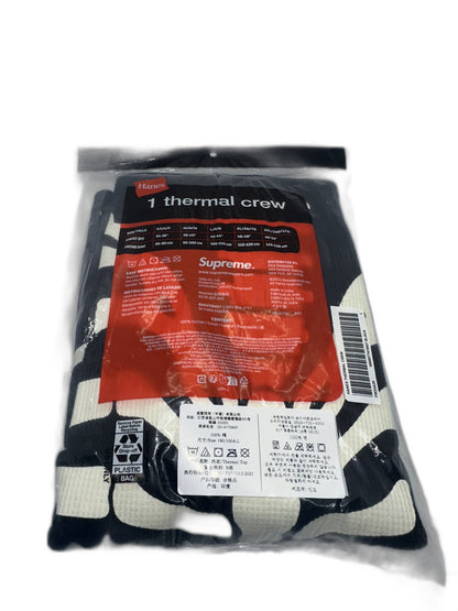 New Supreme Hanes® Bones Thermal Crew Black Size L Mens