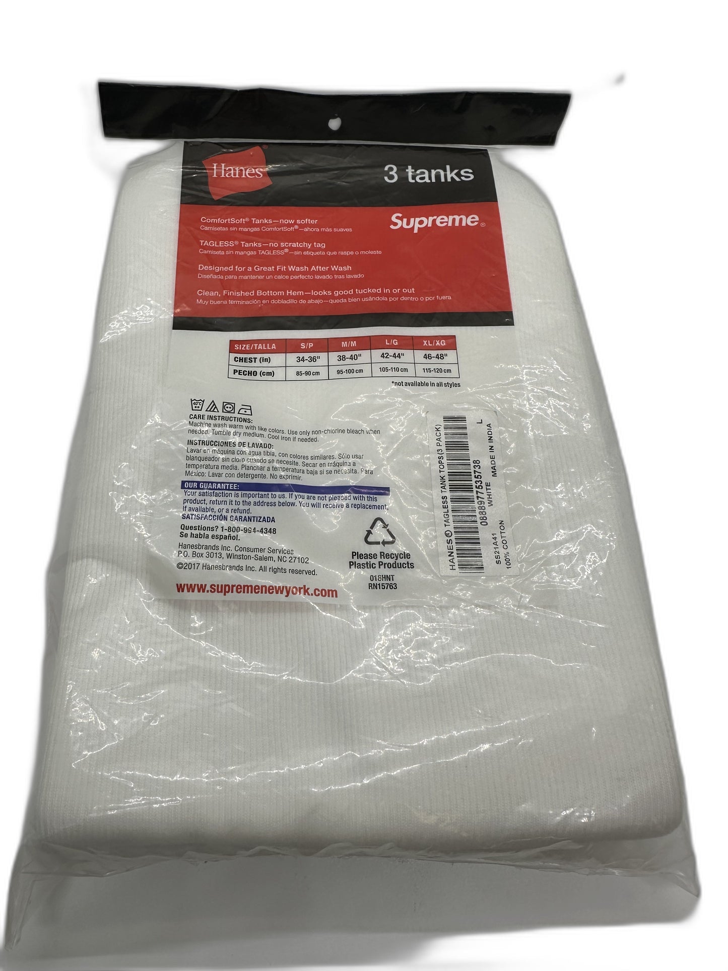 New Supreme Hanes White Tank Tops Size L Mens