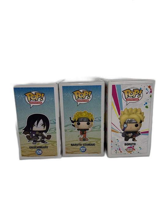 New Lot Of 3 Funko Pop Boruto (Glows In Dark) Naruto Uzumaki Orochimaru