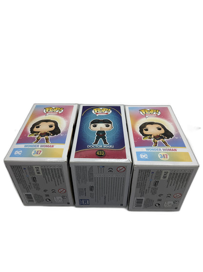 New Funko Pop Wonder Woman + Dr Maru Lot Of 3 Bundle #347 #433