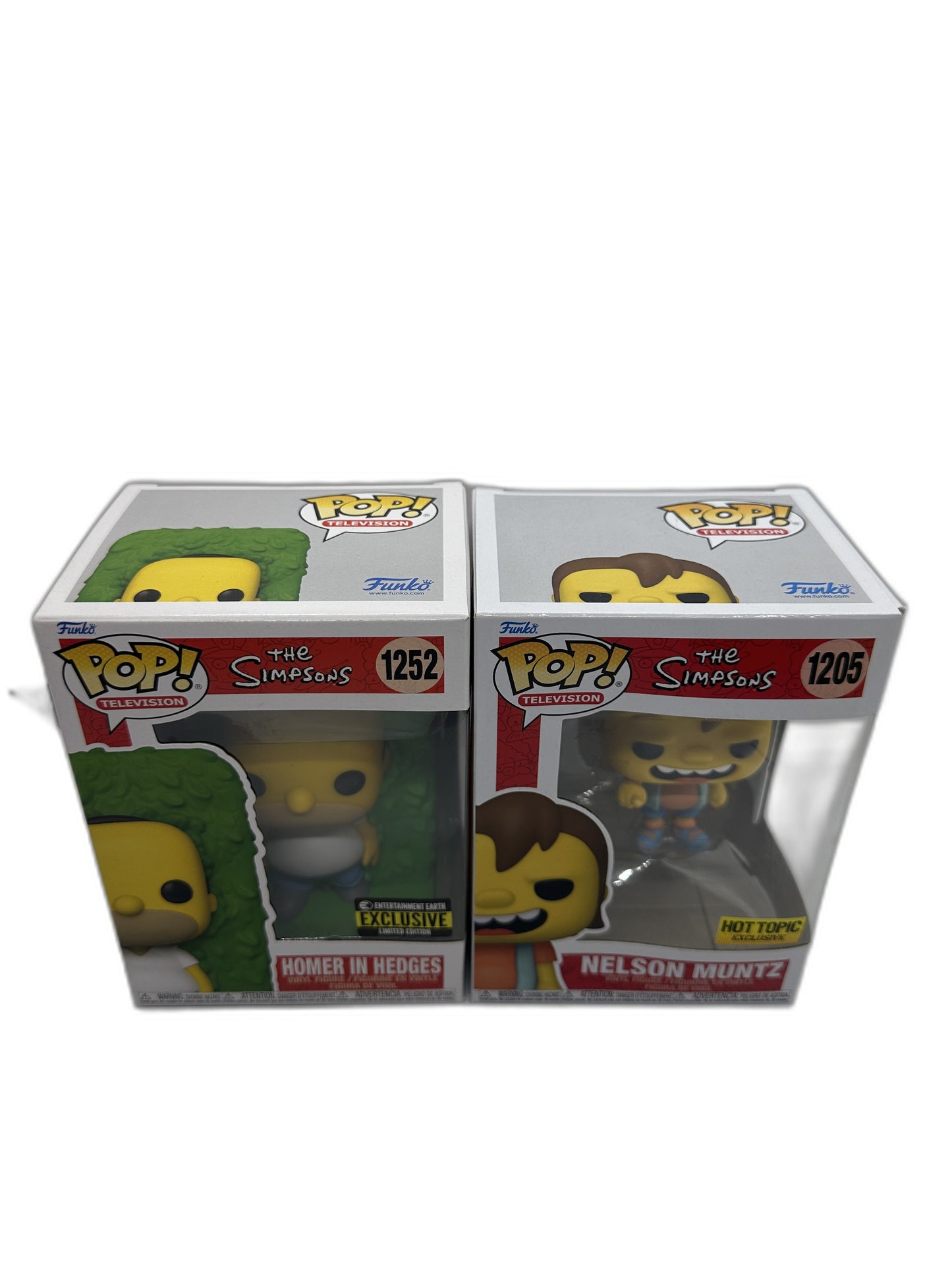 New Lot Of 2 Funko Pop Homer In Hedges + Nelson Muntz #1252 #1205