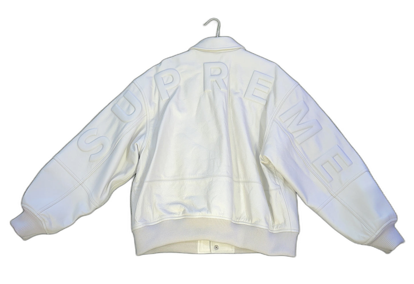 New Supreme Gore-Tex Infinium Windstopper Leather Varsity Jacket Size L Mens