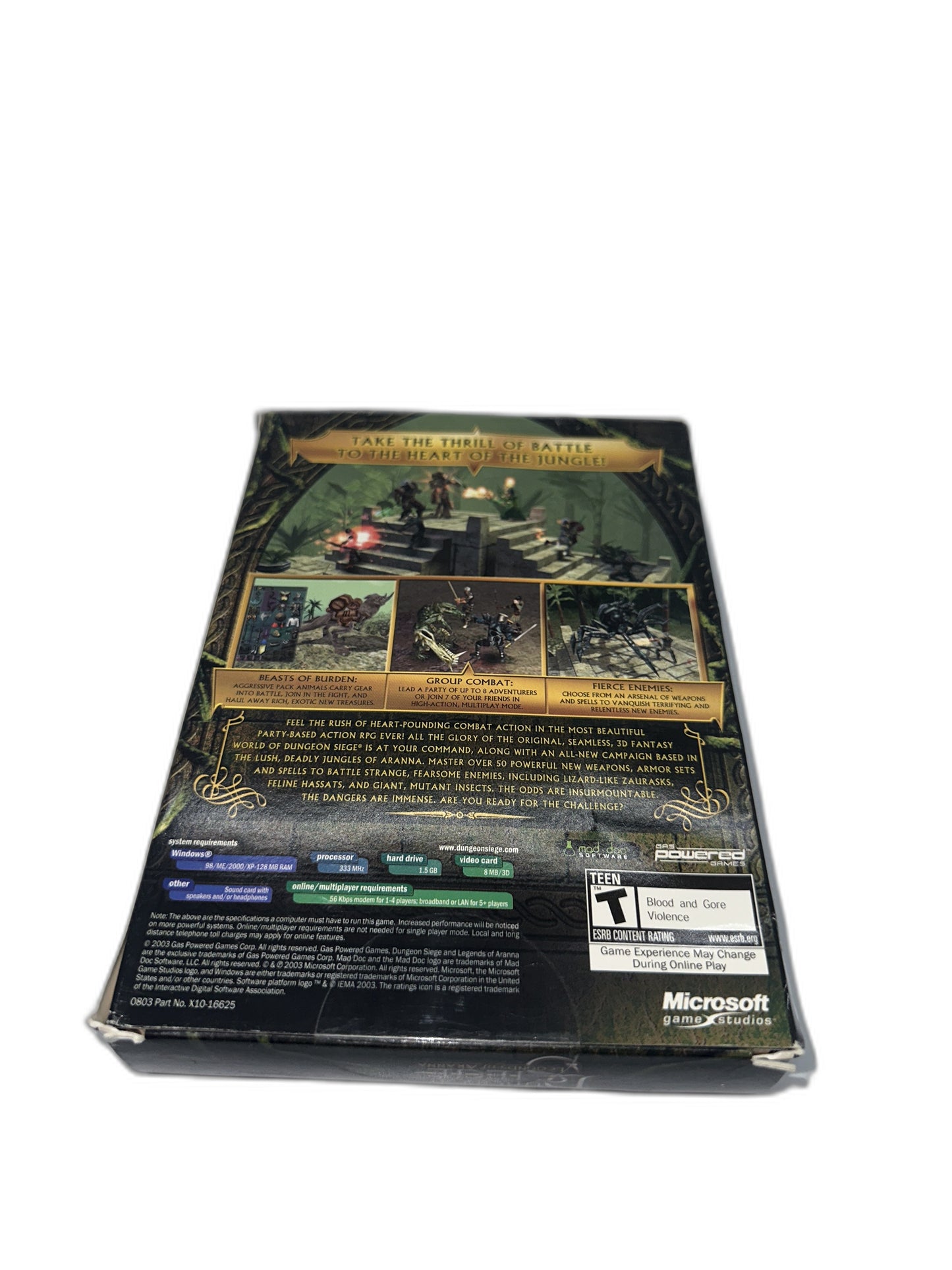 Pc Dungeon Siege Big Box CIB Tested