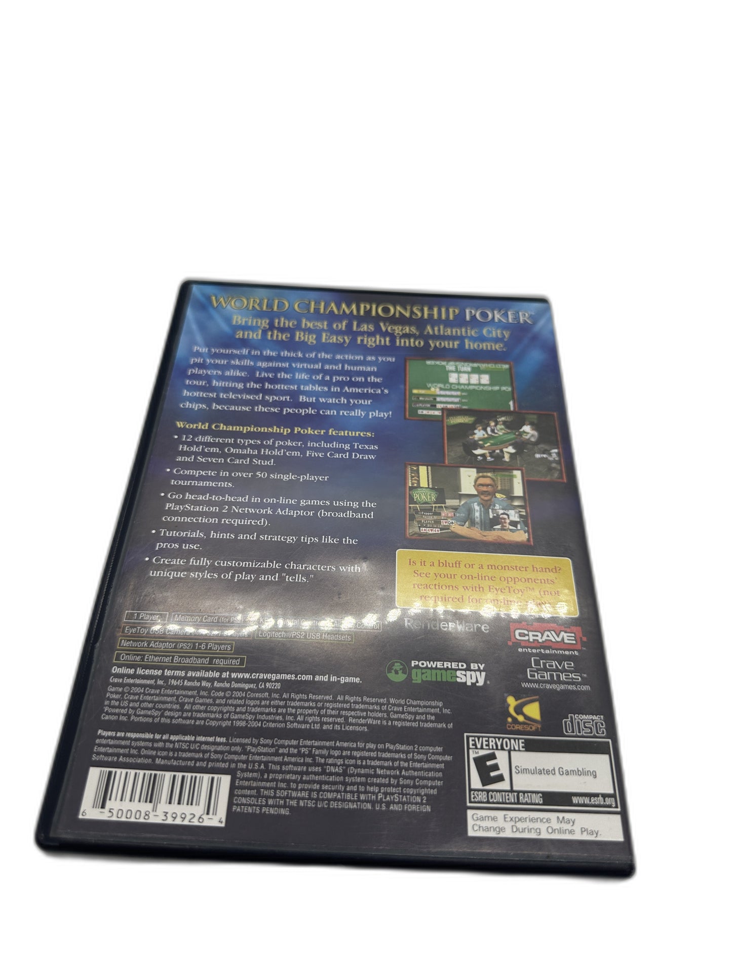 Sony PS2 World Championship Poker CIB Tested
