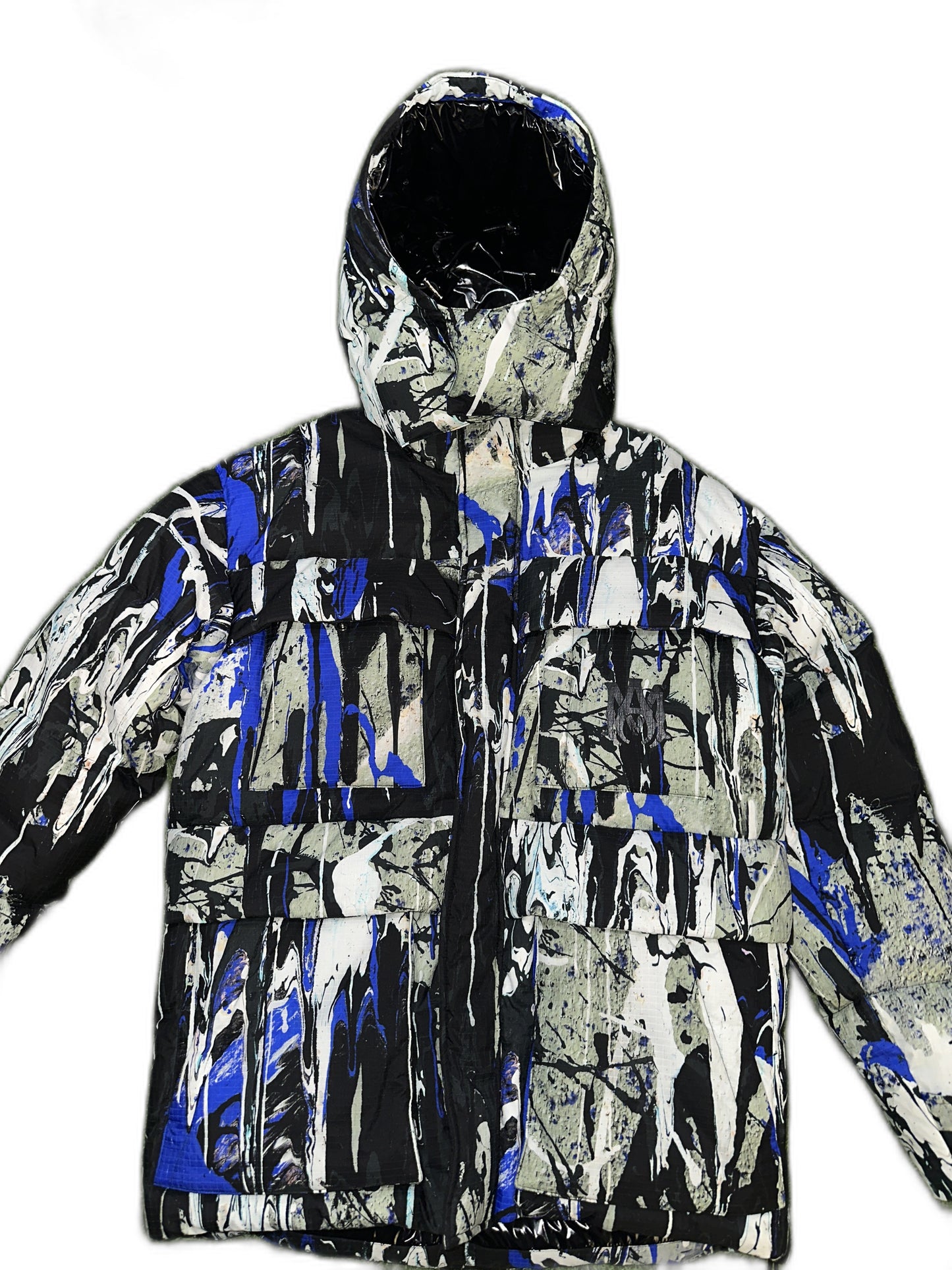 New Amiri Paint Splatter Puffer Size L Mens