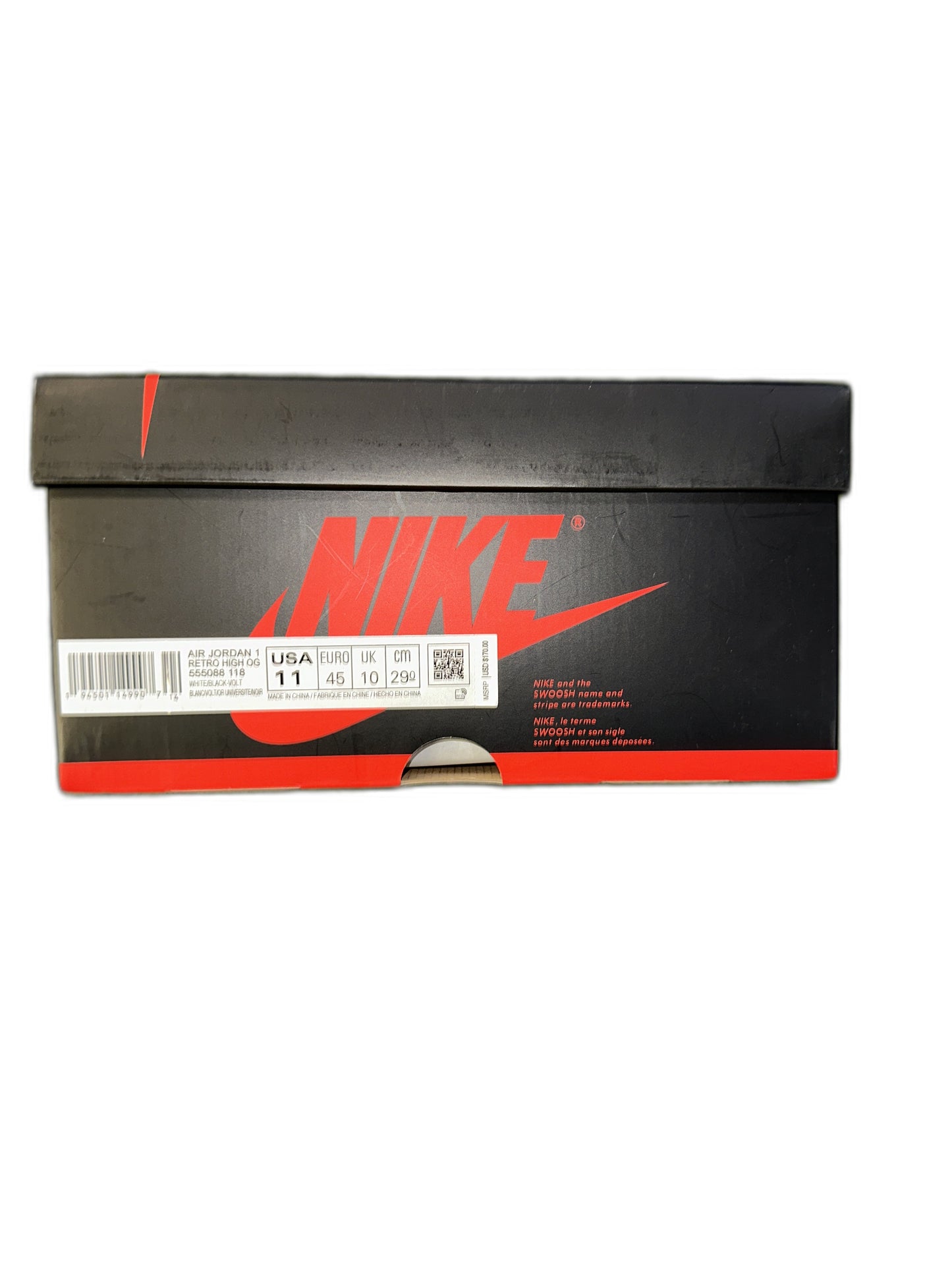 New Air Jordan 1 White Black Volt Size 11 Mens 555088118