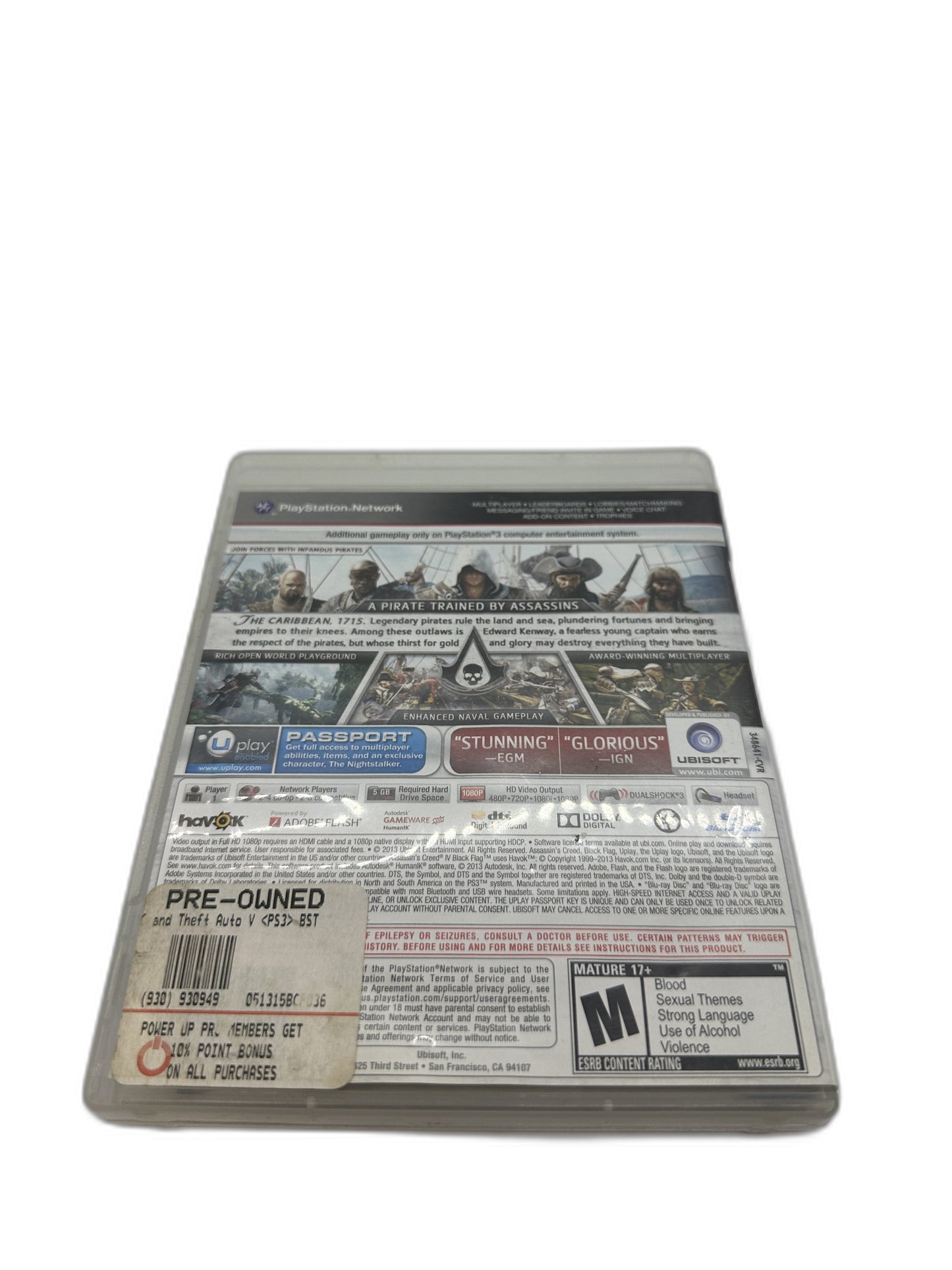 Sony PS3 Assassins Creed 4 Black Flag CIB Tested