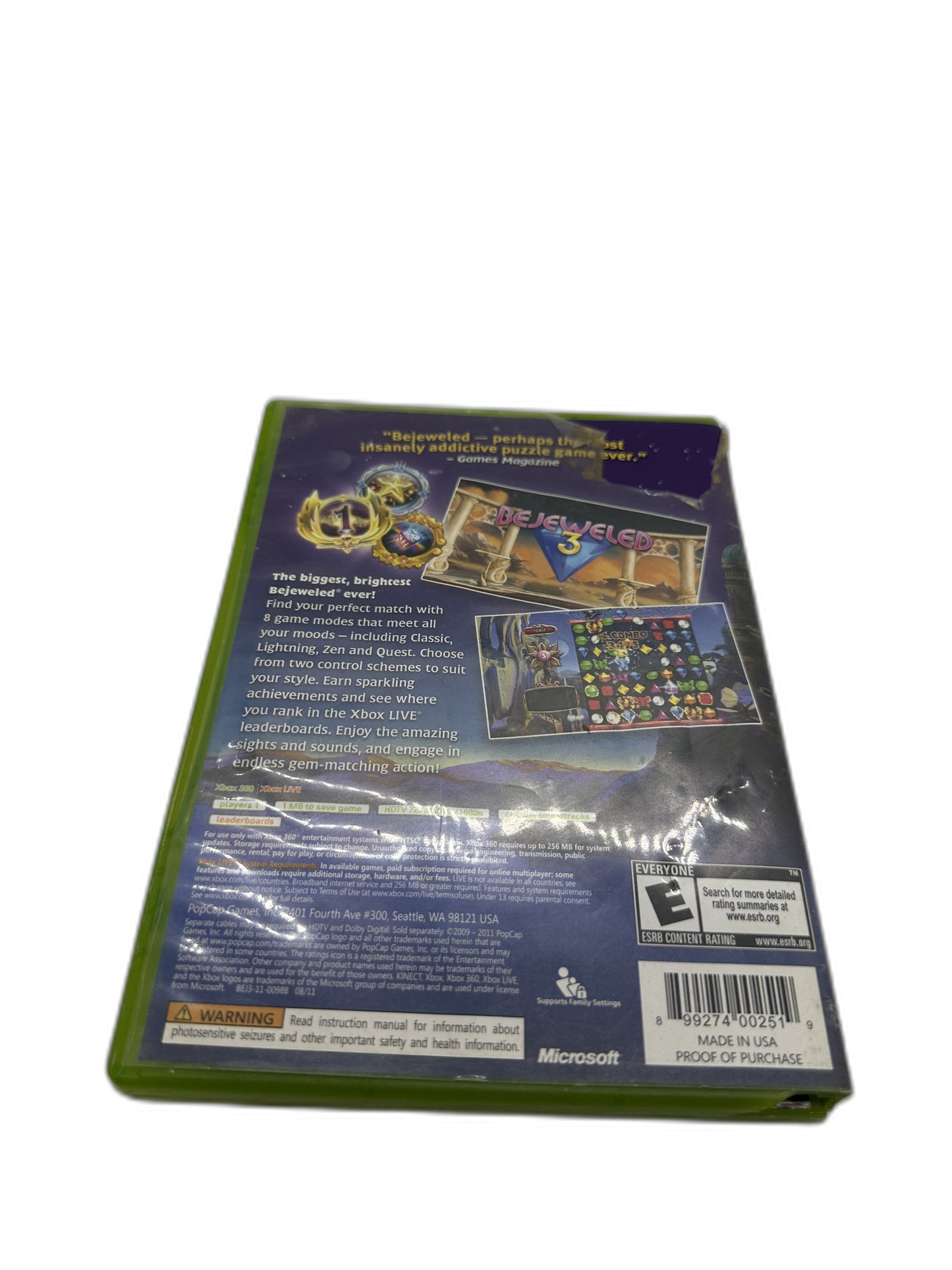 Microsoft Xbox 360 Bejeweled 3 CIB Tested