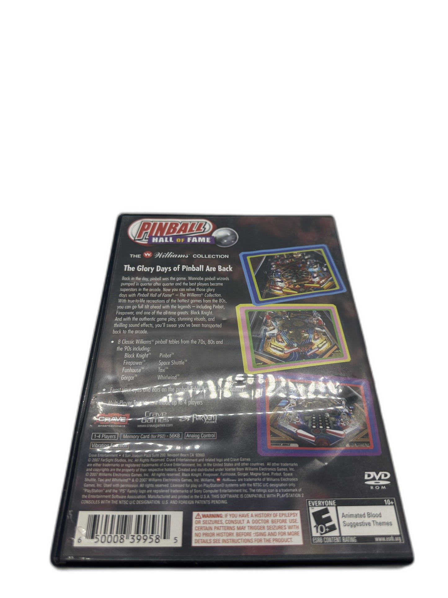 Sony PS2 William'S Pinball Hall Of Fame CIB Tested
