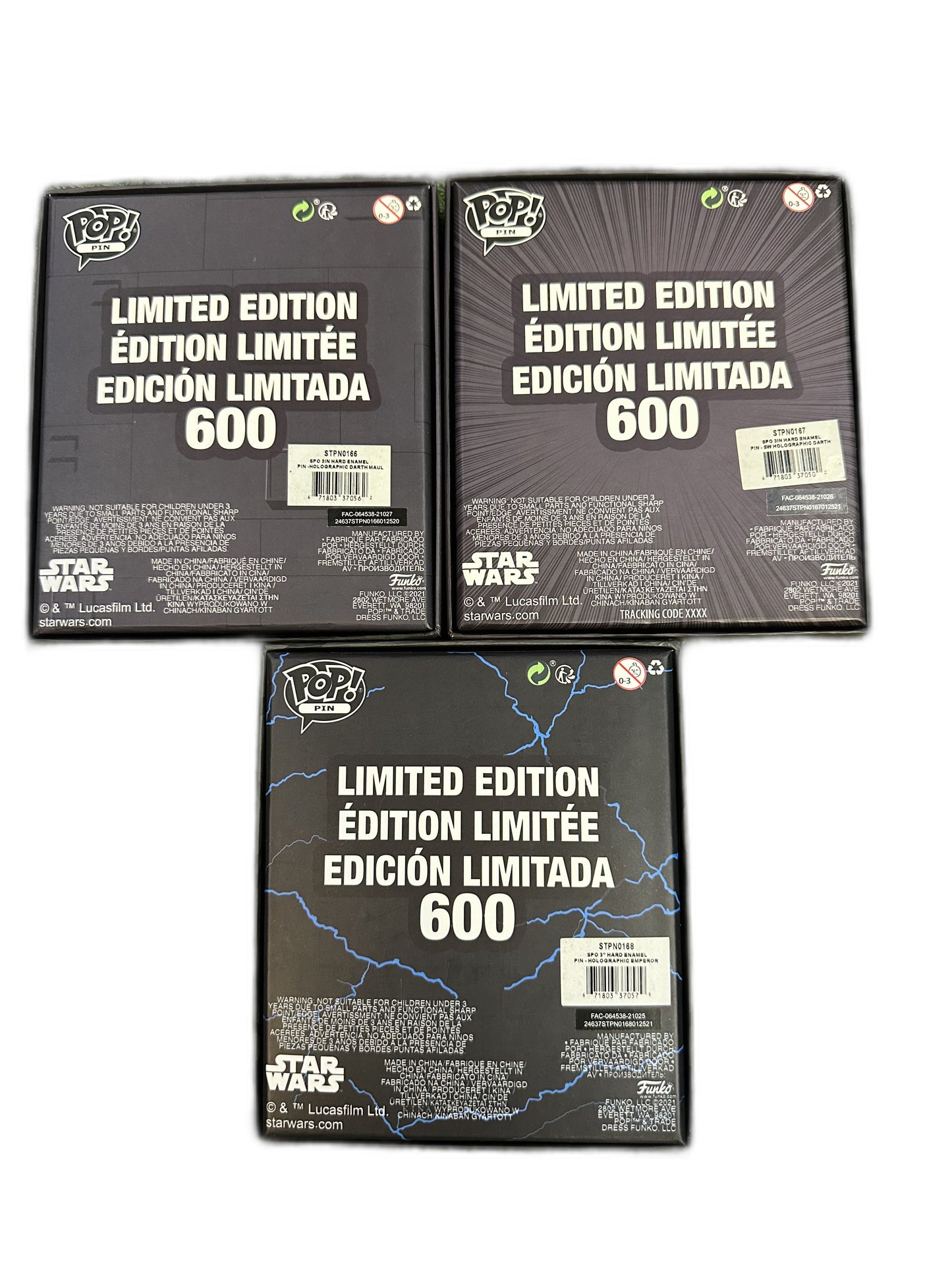 Star Wars Funko Pop Limited Edition 1/600 Spo Enamel Pins Bundle