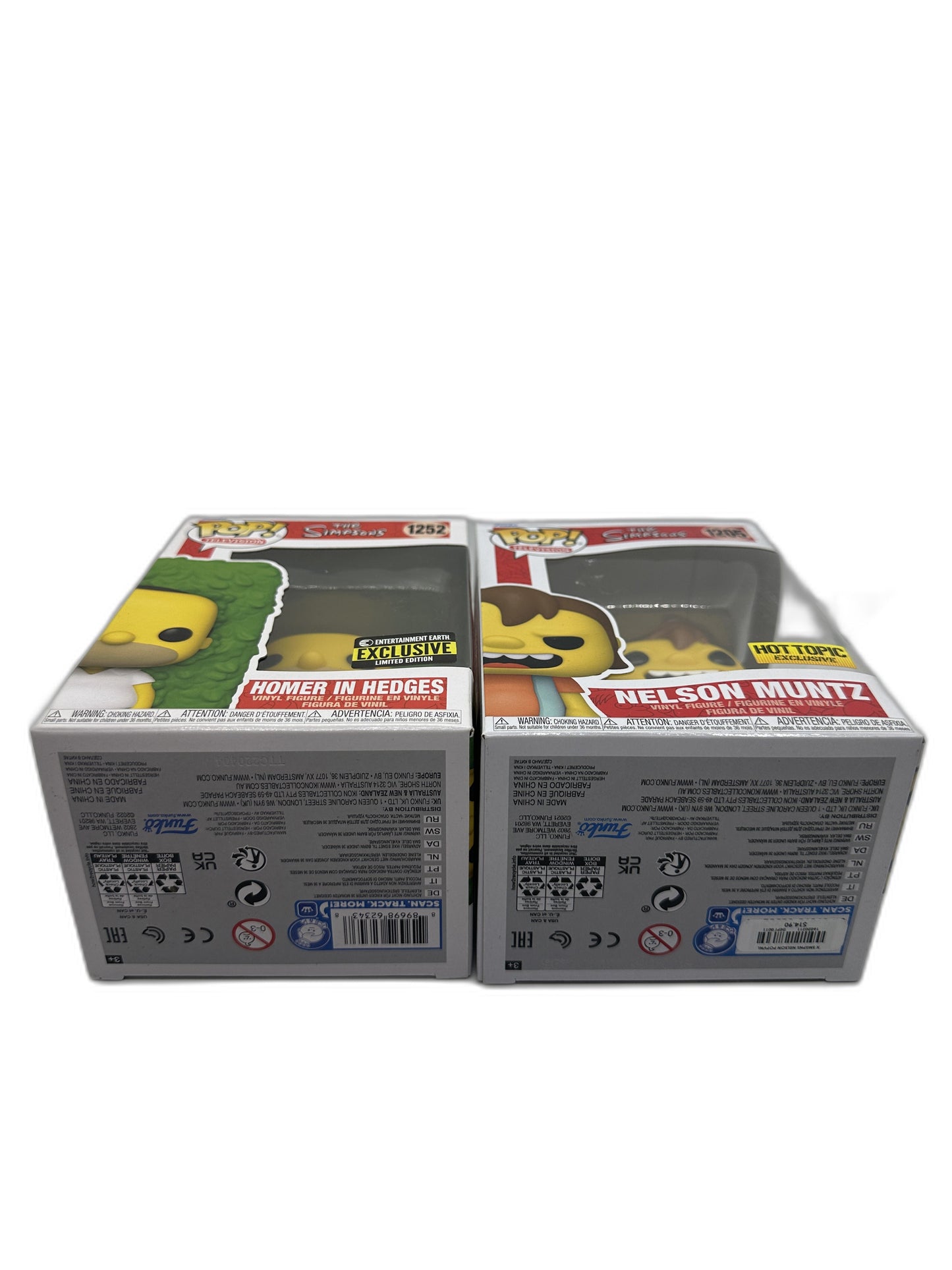 New Lot Of 2 Funko Pop Homer In Hedges + Nelson Muntz #1252 #1205