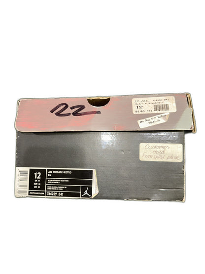 New Air Jordan 5 Retro Black/University Blue -2006 Size 12 Mens 314259041