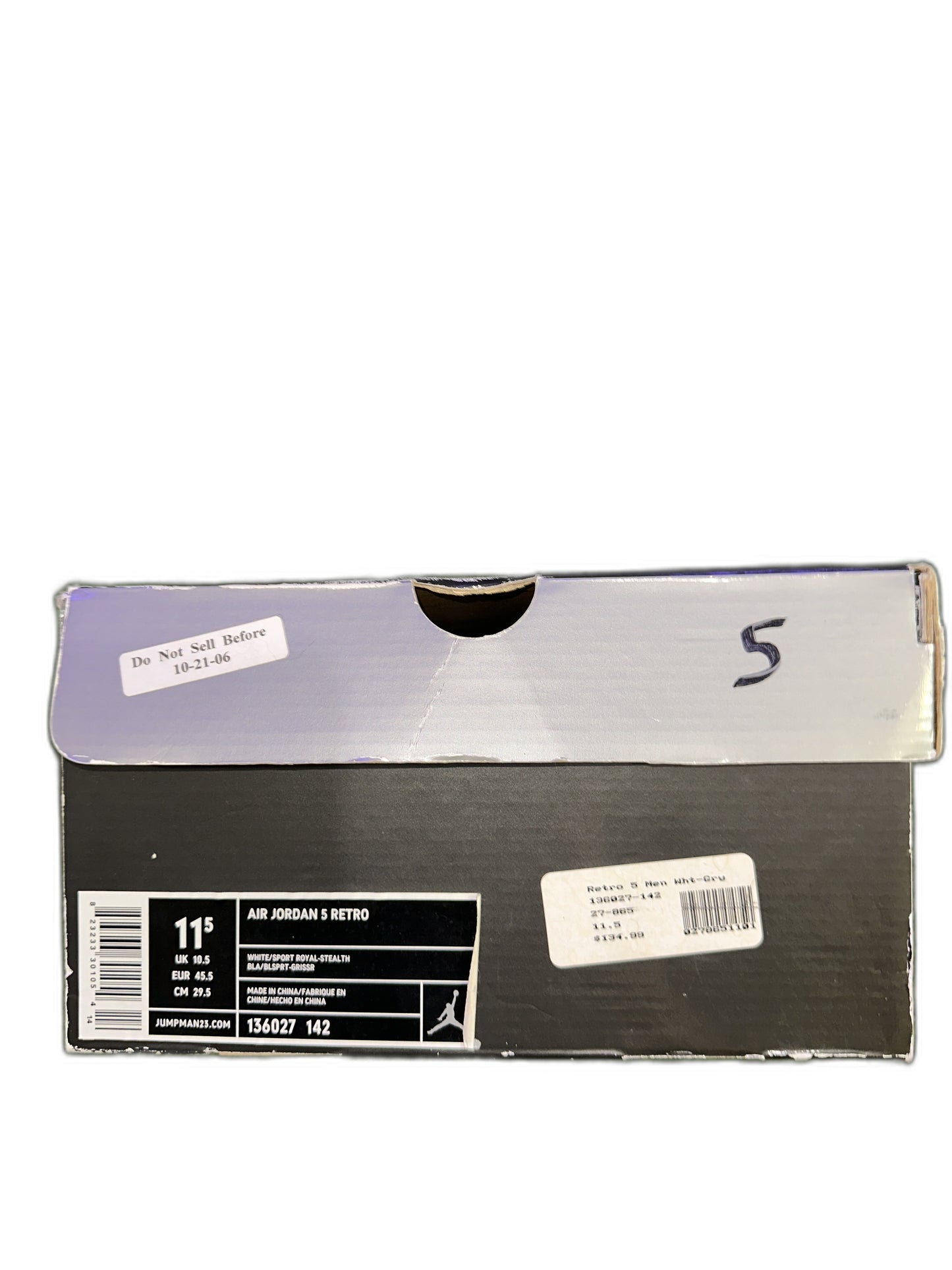 New Air Jordan 5 Retro Stealth -2006 Size 11.5 Mens 136027142